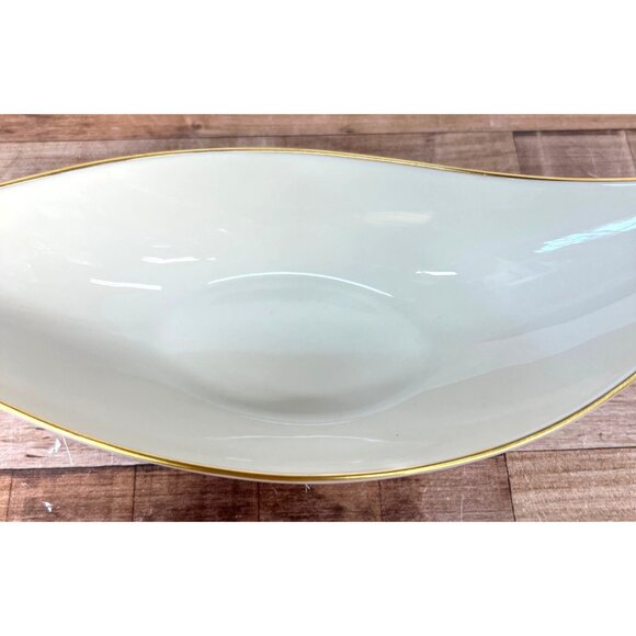 Lenox Ivory Gold Trim Decorative Ceramic Leaf Dish - Picture 3 of 6